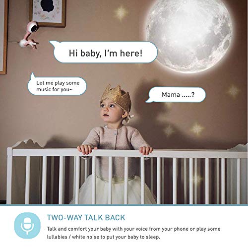 Lollipop camera, cámara para bebés, monitor para bebé, detección de llanto, multistreaming, visión nocturna, soporte para pared, monitor para bebés wifi, detección de cruce (algodón de azúcar)