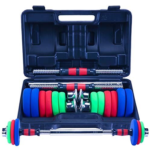 LOMJK Mancuerna Mancuernas Dumbbell Dumbbells 30 kg de Carga Ajustable con Mancuernas de Fitness Peso Kit 2 en 1 Familia y Gimnasia Dedicado Dumbbell Set Barra Conjunto Mancuernas Dumbbells