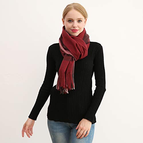 Longwu Bufanda de lana de cachemira suave para mujer Manta y envoltura de pashmina grande Manta de estola cálida Vino rojo* Longwu Bufanda de lana de cachemira suave para mujer Manta y envoltura de pashmina grande Manta de estola cálida Vino rojo*