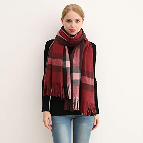 Longwu Bufanda de lana de cachemira suave para mujer Manta y envoltura de pashmina grande Manta de estola cálida Vino rojo* Longwu Bufanda de lana de cachemira suave para mujer Manta y envoltura de pashmina grande Manta de estola cálida Vino rojo*