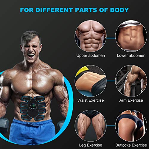 LONSUN Estimulador de Abdominales EMS Tóner Muscular Cinturón de tonificación Abdominal Entrenador de Ejercicios con 10 Modos y 20 Niveles de operación para Hombres y Mujeres