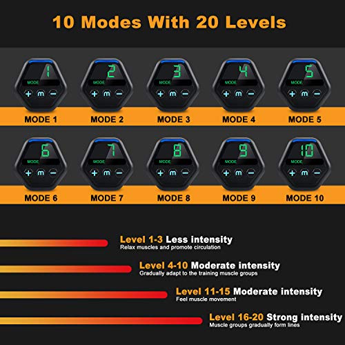 LONSUN Estimulador de Abdominales EMS Tóner Muscular Cinturón de tonificación Abdominal Entrenador de Ejercicios con 10 Modos y 20 Niveles de operación para Hombres y Mujeres