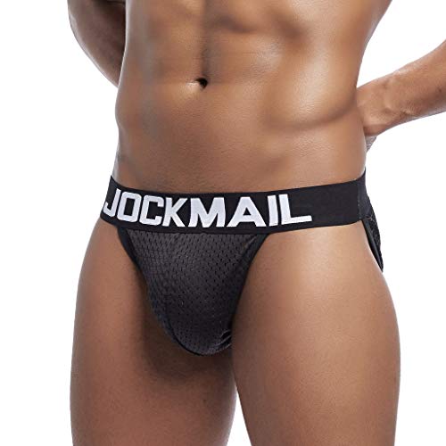 LOPILY Calzoncillos nuevos para Hombres Malla Respirable Patchwork Deportes Fitness Ropa Interior Cortos Bulge Shorts Cómodos y Transpirables Bañador para Hombre(Negro,L)