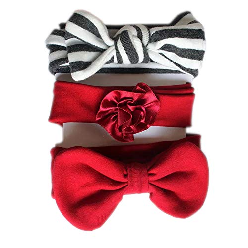 Lote de 3 diademas de algodón muy suave para bebé o niña, extensible, color rojo (de 1 a 5 años) color 1 M Lote de 3 diademas de algodón muy suave para bebé o niña, extensible, color rojo (de 1 a 5 años) color 1 M
