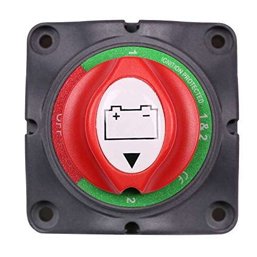 LotFancy Interruptor Aislador de Batería 4 en 1 Interruptor de Desconexión para Vehículos Náuticos RV ATV UTV, 6V 12V 24V 48V 60V Resistente e Impermeable 275/1250 Amperios (1-2-Both-OFF 4 en 1)