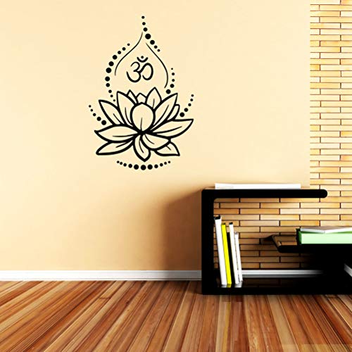 Loto Creativo Vinilo Tatuajes de Pared Om Signo Vinilo Pegatinas de Pared Yoga Meditación Tatuajes de Murales Extraíble Art Room Decor