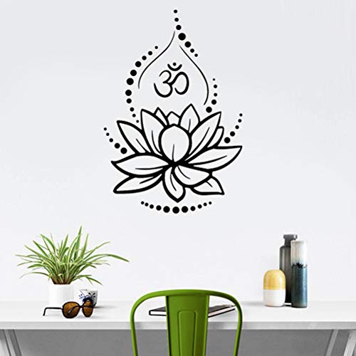 Loto Creativo Vinilo Tatuajes de Pared Om Signo Vinilo Pegatinas de Pared Yoga Meditación Tatuajes de Murales Extraíble Art Room Decor