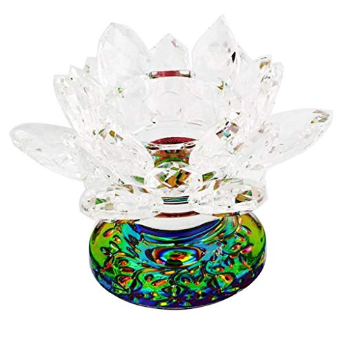 Lotus Crystal Glass Flowers Figure Ornament Feng Shui Decor Collection, decoración de la Mesa para el hogar