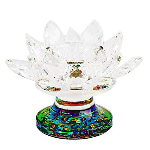 Lotus Crystal Glass Flowers Figure Ornament Feng Shui Decor Collection, decoración de la Mesa para el hogar