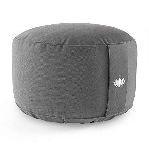 Lotuscrafts Cojin Meditacion Yoga Lotus - Altura 20 cm - Relleno con Cáscaras de Espelta - Cubierta en Algodon Lavable - Cojin Suelo Redondo - Cojin Yoga - Meditation Cushion - Certificado Gots