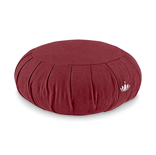 Lotuscrafts Cojin Zafu Meditación Yoga Zen - Altura 15 cm - Relleno de Espelta - Cubierta en Algodon Lavable- Cojin Yoga Zafu - Cojin Suelo Redondo - Meditation Cushion - Certificado Gots