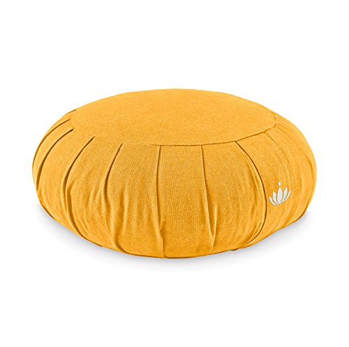 Lotuscrafts Cojin Zafu Meditación Yoga Zen - Altura 15 cm - Relleno de Espelta - Cubierta en Algodon Lavable- Cojin Yoga Zafu - Cojin Suelo Redondo - Meditation Cushion - Certificado Gots