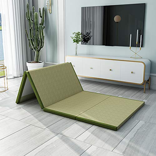 Love House Colchón Plegable,portátil Colchón De Fibra Colchón De Palma De Coco 3e Estera del Piso De Tatami Japonés Colchón Espuma Almohadilla De Dormir Firme-Verde 90x190cm(35x75inch)