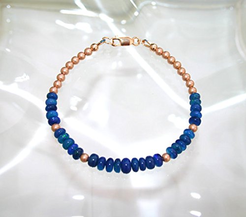 LOVEKUSH War6011 - Pulsera de ópalo etíope, color azul pavo real, 4 mm a 7 mm LOVEKUSH War6011 - Pulsera de ópalo etíope, color azul pavo real, 4 mm a 7 mm