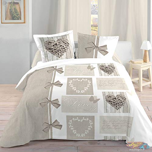 Lovely Casa 'Ropa de Cama Heart 240 x 260 cm + 2 assortierter Almohada 63 x 63 cm 100% algodón