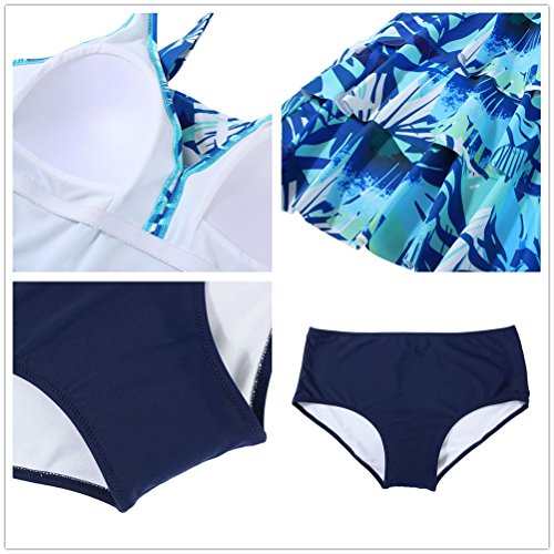 Lover-Beauty Conjunto Bikini Mujer Faldas de Pastel Dos Piezas Talla Grande Ropa Baño Dama Escote V Sin Manga Tiante con Pantalones Cortos XL-4XL para Playa (X-Large)