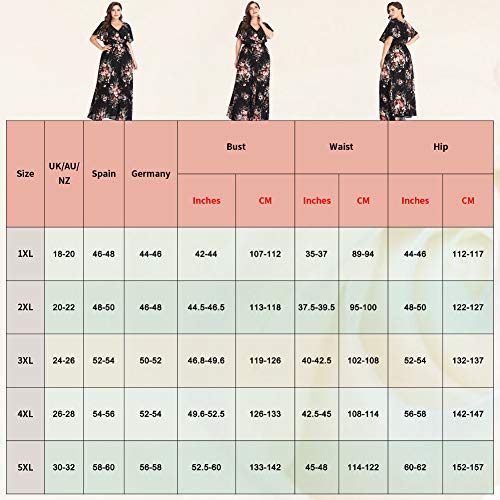 Lover-Beauty Vestido Largo Mujer Talla Grande Moda Bolsillo Top Falda para Fiesta Verano Manga Larga Floral Estampada Suleto Moda de Ropa Elegante Maxi Vestido Verano Mujer Plus Size Fiesta Floral