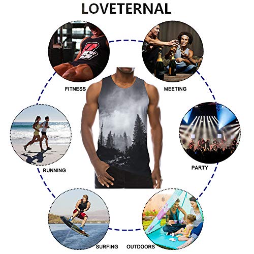 Loveternal Bosque Chaleco Hombre 3D Estampada Casual Tank Top Divertida Camisetas sin Mangas S