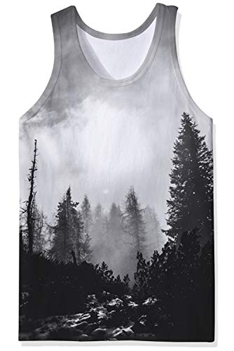 Loveternal Bosque Chaleco Hombre 3D Estampada Casual Tank Top Divertida Camisetas sin Mangas S