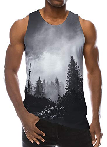 Loveternal Bosque Chaleco Hombre 3D Estampada Casual Tank Top Divertida Camisetas sin Mangas S