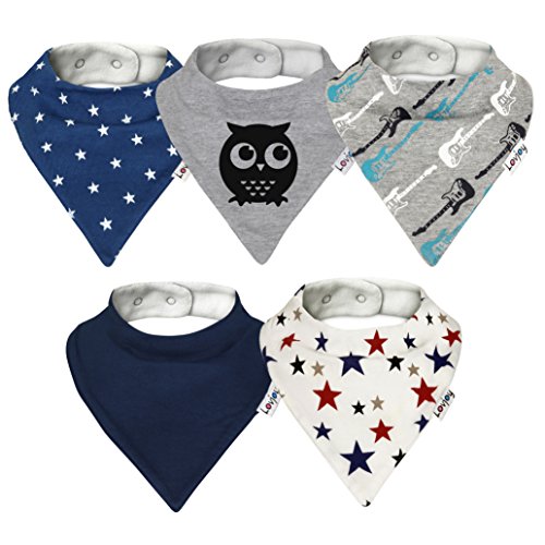 Lovjoy Baberos del bebé – Paquete de 5 Diseños para niño (Pequeña estrella) Lovjoy Baberos del bebé – Paquete de 5 Diseños para niño (Pequeña estrella)