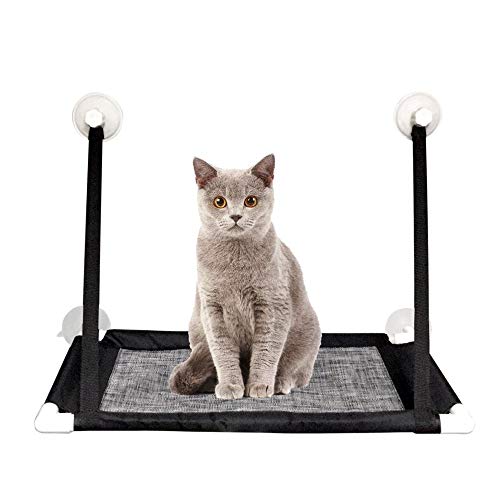 LQKYWNA Gato de Windows Hamaca para Tomar El Sol con Ventosas 4 Grandes, Cama Colgante para Mascotas Ahorro de Espacio Tela Transpirable Asiento de Soleado (A)