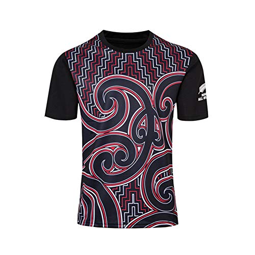 LQLD 2018-19 Apariciones maoríes Rugby Jersey, Secado rápido y Transpirable Polo Hombres Camiseta de Manga Corta partidarios de Rugby Camiseta,XL