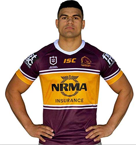 LQLD Brisbane Broncos Jersey de Rugby NRL 2019, los Hombres de Secado rápido Transpirable Rugby Jersey de Rugby clásica Camiseta,B,M