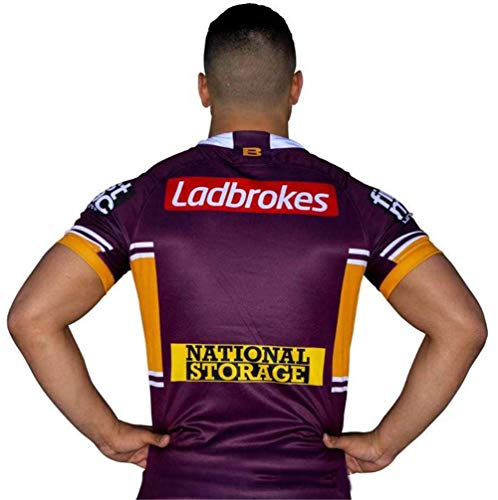 LQLD Brisbane Broncos Jersey de Rugby NRL 2019, los Hombres de Secado rápido Transpirable Rugby Jersey de Rugby clásica Camiseta,B,M