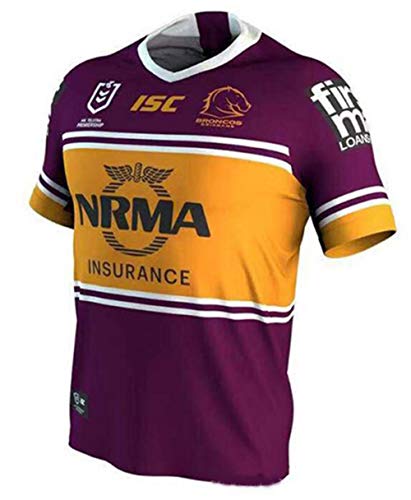 LQLD Brisbane Broncos Jersey de Rugby NRL 2019, los Hombres de Secado rápido Transpirable Rugby Jersey de Rugby clásica Camiseta,B,M