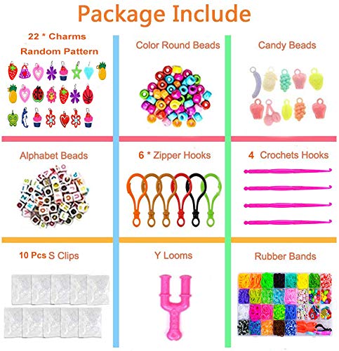 Lrikas Caja Pulseras Gomas 6800 Bandas de Silicona para Hacer Pulseras De Colores Loom Kit para Pulseras