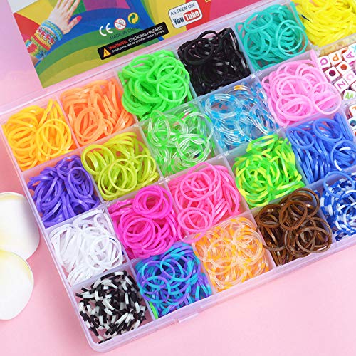 Lrikas Caja Pulseras Gomas 6800 Bandas de Silicona para Hacer Pulseras De Colores Loom Kit para Pulseras