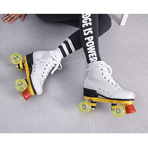 LRZ Patines para Mujeres Y Hombres, para Adultos De Doble Fila, De Piel, para Patinaje De Cuatro Ruedas, Interiores Y Exteriores,Blanco,40 LRZ Patines para Mujeres Y Hombres, para Adultos De Doble Fila, De Piel, para Patinaje De Cuatro Ruedas, Interiores Y Exteriores,Blanco,40