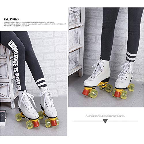 LRZ Patines para Mujeres Y Hombres, para Adultos De Doble Fila, De Piel, para Patinaje De Cuatro Ruedas, Interiores Y Exteriores,Blanco,40 LRZ Patines para Mujeres Y Hombres, para Adultos De Doble Fila, De Piel, para Patinaje De Cuatro Ruedas, Interiores Y Exteriores,Blanco,40