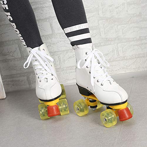LRZ Patines para Mujeres Y Hombres, para Adultos De Doble Fila, De Piel, para Patinaje De Cuatro Ruedas, Interiores Y Exteriores,Blanco,40 LRZ Patines para Mujeres Y Hombres, para Adultos De Doble Fila, De Piel, para Patinaje De Cuatro Ruedas, Interiores Y Exteriores,Blanco,40