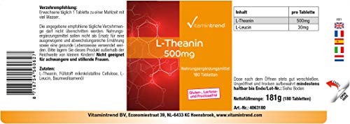 L–Teanina 500mg – 180 Comprimidos – ¡Bote para 6 MESES! – Para un sueño reparador