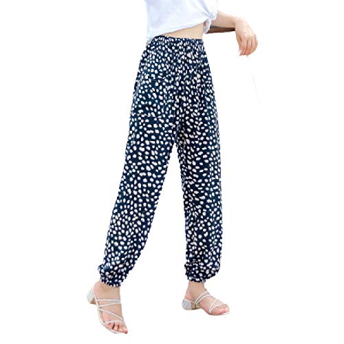 Luandge Pantalones relajados de Cintura elástica Estampados de Tiro Alto para Mujer, pies con viga, Entrenamiento, Pantalones de Moda Casuales Ligeros y Finos para Correr Medium