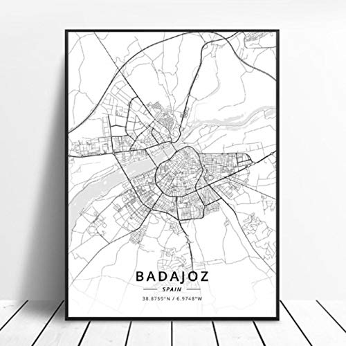 lubenwei Huelva A Coruna Valladolid Alicante Badajoz Mostoles Spain Map Poster 50x70cm Sin Marco AQ-844