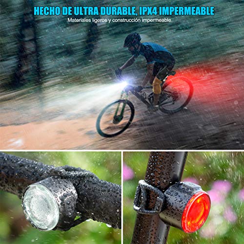 Luces Bicicleta, Luces Delanteras y Traseras Recargables USB Para Bicicleta, Impermeable LED Luz Bicicleta, 6 Iluminación Modos Luz de alerta, Luces Seguridad Para Ciclismo de Montaña y Carretera Luces Bicicleta, Luces Delanteras y Traseras Recargables USB Para Bicicleta, Impermeable LED Luz Bicicleta, 6 Iluminación Modos Luz de alerta, Luces Seguridad Para Ciclismo de Montaña y Carretera