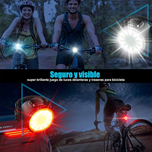 Luces Bicicleta, Luces Delanteras y Traseras Recargables USB Para Bicicleta, Impermeable LED Luz Bicicleta, 6 Iluminación Modos Luz de alerta, Luces Seguridad Para Ciclismo de Montaña y Carretera Luces Bicicleta, Luces Delanteras y Traseras Recargables USB Para Bicicleta, Impermeable LED Luz Bicicleta, 6 Iluminación Modos Luz de alerta, Luces Seguridad Para Ciclismo de Montaña y Carretera