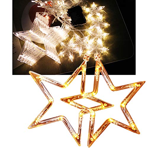 Luces Cuerda de Hadas funciona con Pilas, LED Luz Decorativa con Bombillas Iluminacion para Uso Interiores Exteriores en Casa Jardín Patio Cálida Blanca (Estrella) Luces Cuerda de Hadas funciona con Pilas, LED Luz Decorativa con Bombillas Iluminacion para Uso Interiores Exteriores en Casa Jardín Patio Cálida Blanca (Estrella)