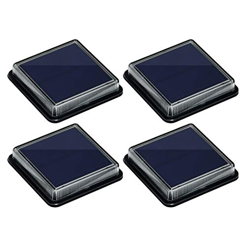 Luces Solares Jardin, Lámpara Solar Exterior IP68 Impermeable Auto ON/OFF Luz Solar del Piso para Step Garaje Camino Patio Deck Entrada Vía Calle Valla - Blanco Cálido - Cuadrado - 4 Pack