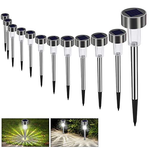 Luces Solares Jardín LED Bawoo 12 Pack Jardín Lámpara de Camino de Paisaje Iluminación de Exterior Impermeable IP65 Luce de Solare Acero Inoxidable Blanco Para Patio Césped Pasillo Terraza Sin Cables Luces Solares Jardín LED Bawoo 12 Pack Jardín Lámpara de Camino de Paisaje Iluminación de Exterior Impermeable IP65 Luce de Solare Acero Inoxidable Blanco Para Patio Césped Pasillo Terraza Sin Cables