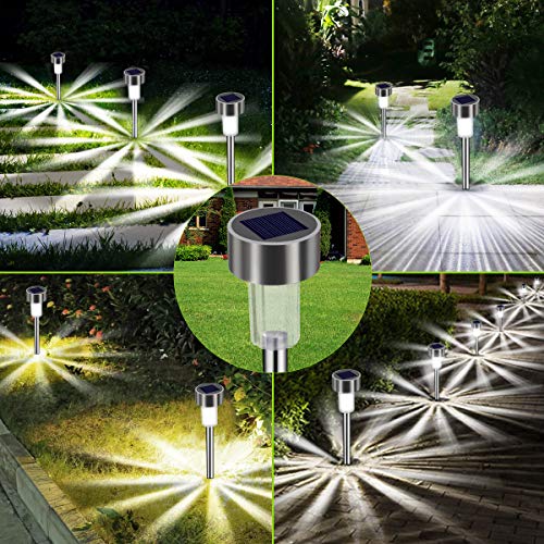 Luces Solares Jardín LED Bawoo 12 Pack Jardín Lámpara de Camino de Paisaje Iluminación de Exterior Impermeable IP65 Luce de Solare Acero Inoxidable Blanco Para Patio Césped Pasillo Terraza Sin Cables Luces Solares Jardín LED Bawoo 12 Pack Jardín Lámpara de Camino de Paisaje Iluminación de Exterior Impermeable IP65 Luce de Solare Acero Inoxidable Blanco Para Patio Césped Pasillo Terraza Sin Cables