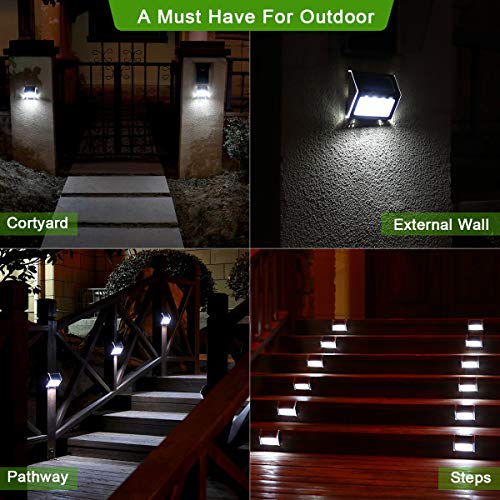 Luces Solares para Exterior Jardín 4LED Easternstar, Lámparas Solares impermeable, Iluminación exterior solar, panel solar del acero inoxidable,Utilizado para escaleras,jardín,patio,pared(10 paquetes)