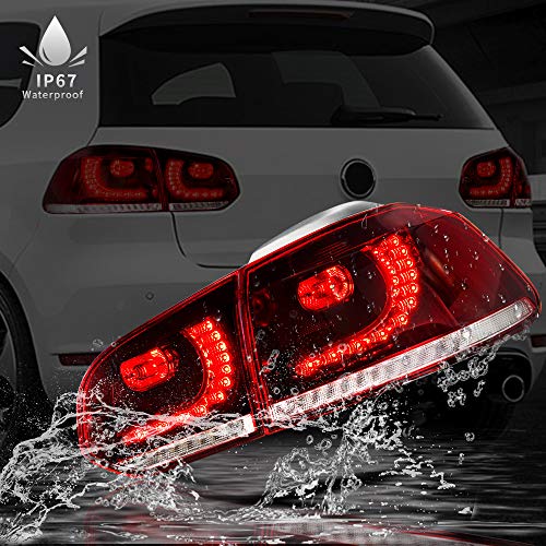 Luces Traseras LED para GOLF 6 MK6 GTI GTD R [2008-2013] Luz Trasera, Luz Trasera con Indicador de Señal de Giro Secuencial (Rojo + Blanco)