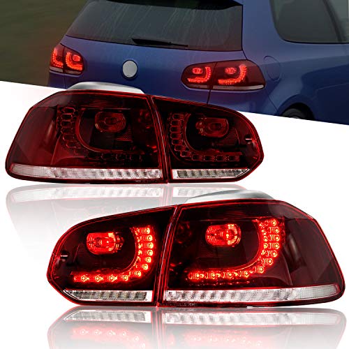 Luces Traseras LED para GOLF 6 MK6 GTI GTD R [2008-2013] Luz Trasera, Luz Trasera con Indicador de Señal de Giro Secuencial (Rojo + Blanco)