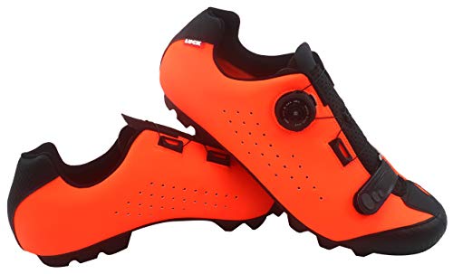 LUCK Zapatilla de Ciclismo MTB ÍCARO con Suela de Carbono y Sistema rotativo de precisión acompañada de un Velcro. (45 EU, Naranja)