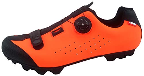 LUCK Zapatilla de Ciclismo MTB ÍCARO con Suela de Carbono y Sistema rotativo de precisión acompañada de un Velcro. (45 EU, Naranja)