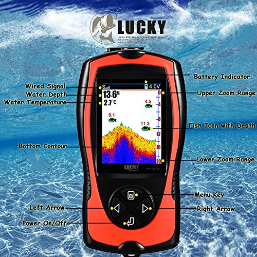 LUCKY con Cable Portátil Sonar para Pesca de Mano Portátil Buscador de Peces Monitor en Color Pesca en Hielo Detector de Peces para La Pesca Barco De Kayak Jon Barco Jet ski